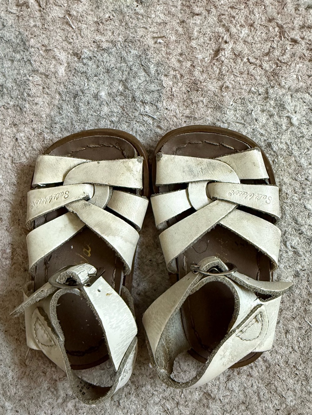 Saltwater White Leather Sandals
